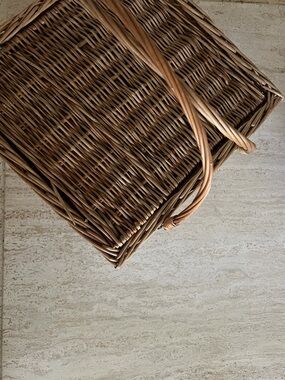 Vintage Woven Wicker Picnic Basket